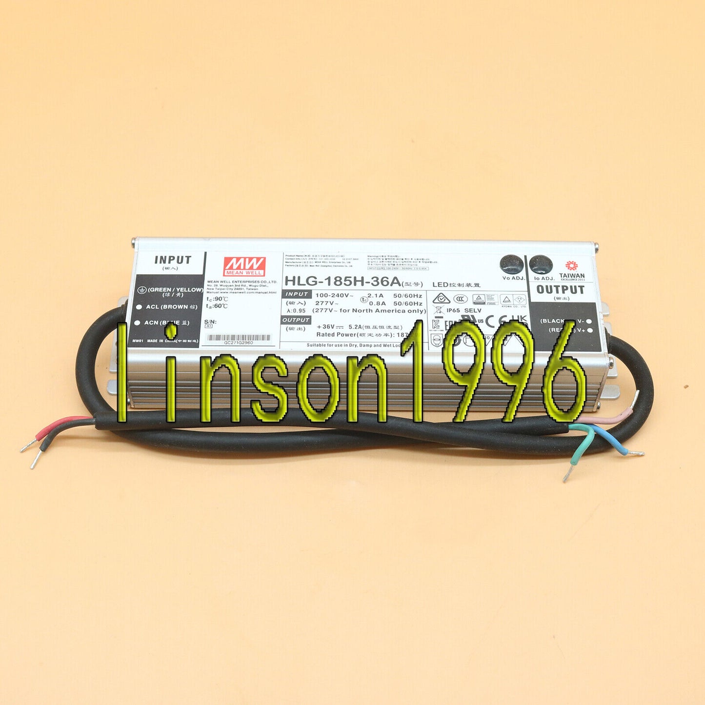new MEAN WELL HLG-185H-36A 36V 5.2A Power Supply - MEAN WELL