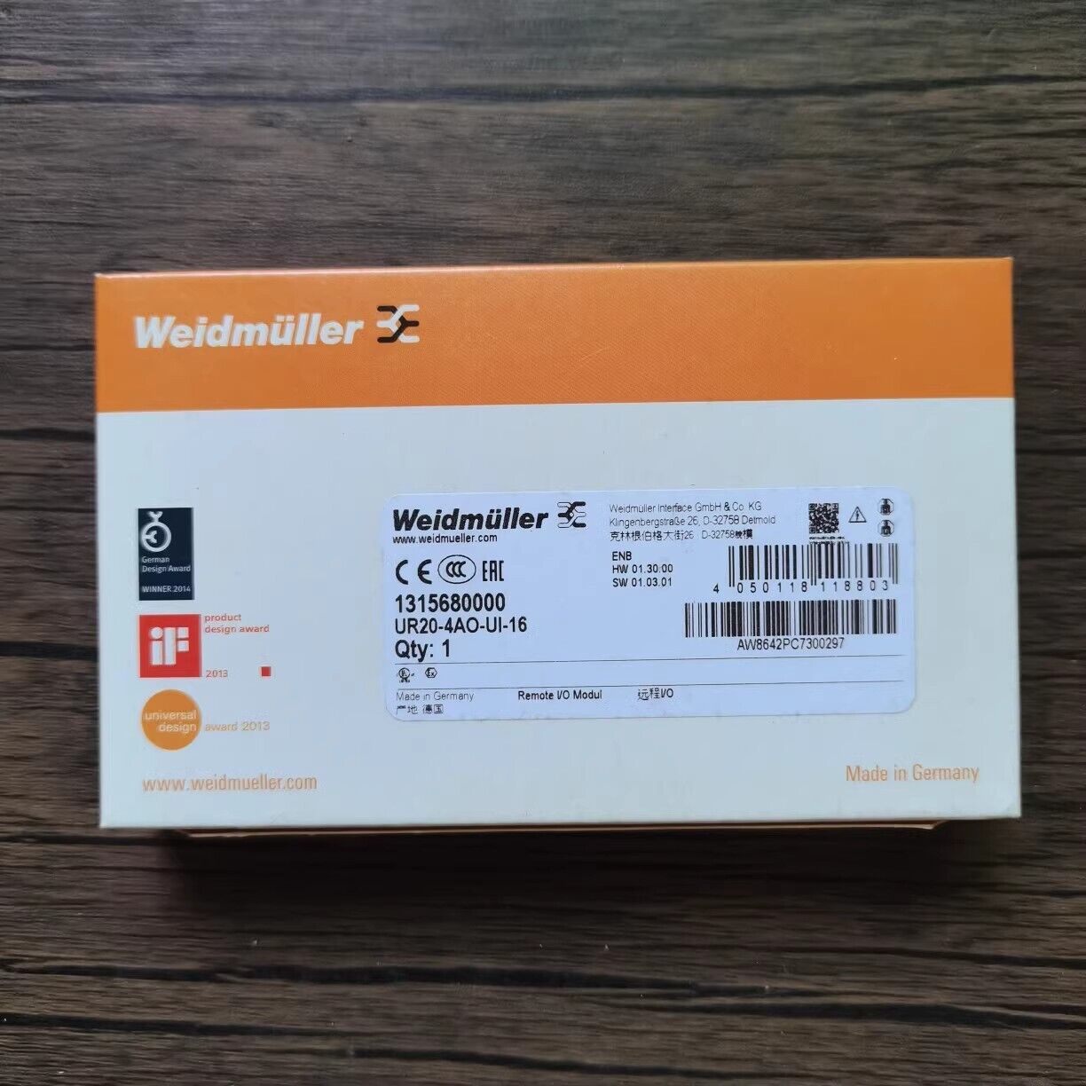 new 1pcs Weidmuller PLC Analog Output Module UR20-4AO-UI-16 1315680000 - WEIDMULLER