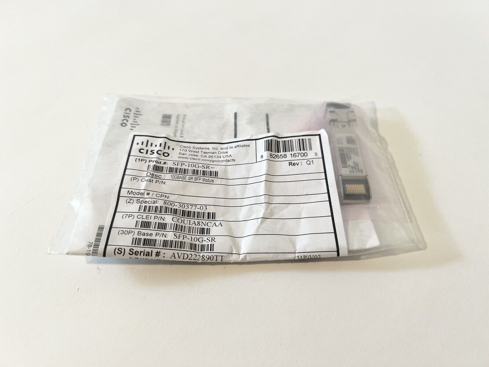 new 5x Clamshell Cisco SFP-10G-SR | 10-2415-03 | COUIA8NCAA | 2020 Year | Hologram