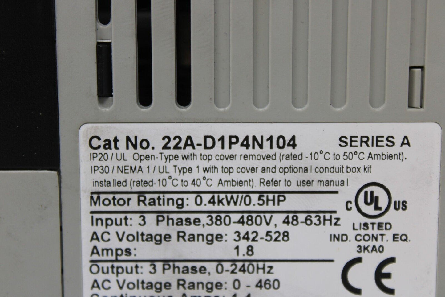 used Allen Bradley 22A-D1P4N104 PowerFlex 40 - ALLEN BRADLEY