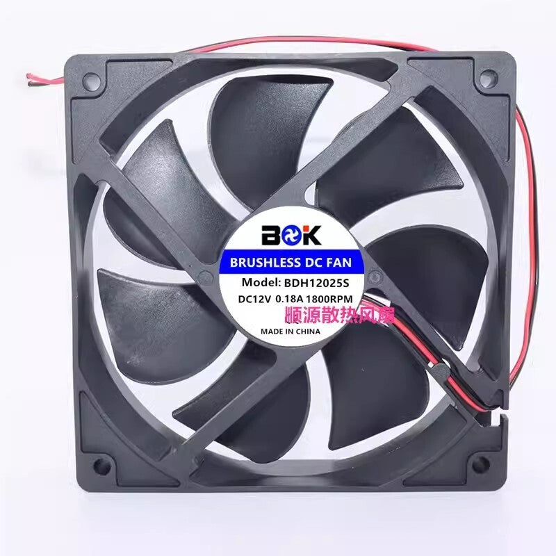 BDK BDH12025S DC12V 0.18A 12cm 1800RPM 2-Wire Cooling Fan