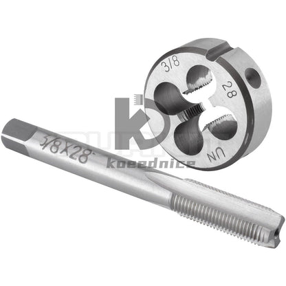 3/8"-28 UN Tap and Die Set Right Hand, 3/8 x 28 UN Thread Tap and Round Die