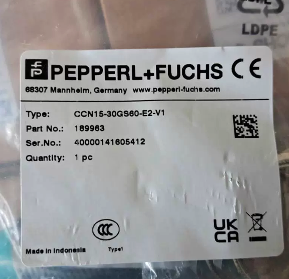 PEPPERL + FUCHS CCN15-30GS60-E2-V1 Proximity Switch - PEPPERL + FUCHS