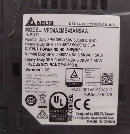 Delta VFD4A2MS43ANSAA Inverter - DELTA