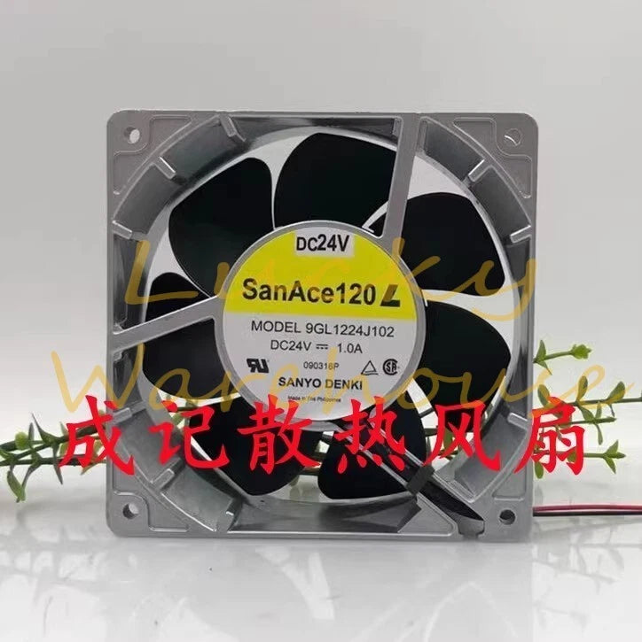 Sanyo 9GL1224J102 12038 DC24V 1.0A 2-Wire Aluminum Frame Cooling Fan