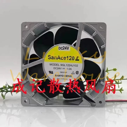 Sanyo 9GL1224J102 12038 DC24V 1.0A 2-Wire Aluminum Frame Cooling Fan
