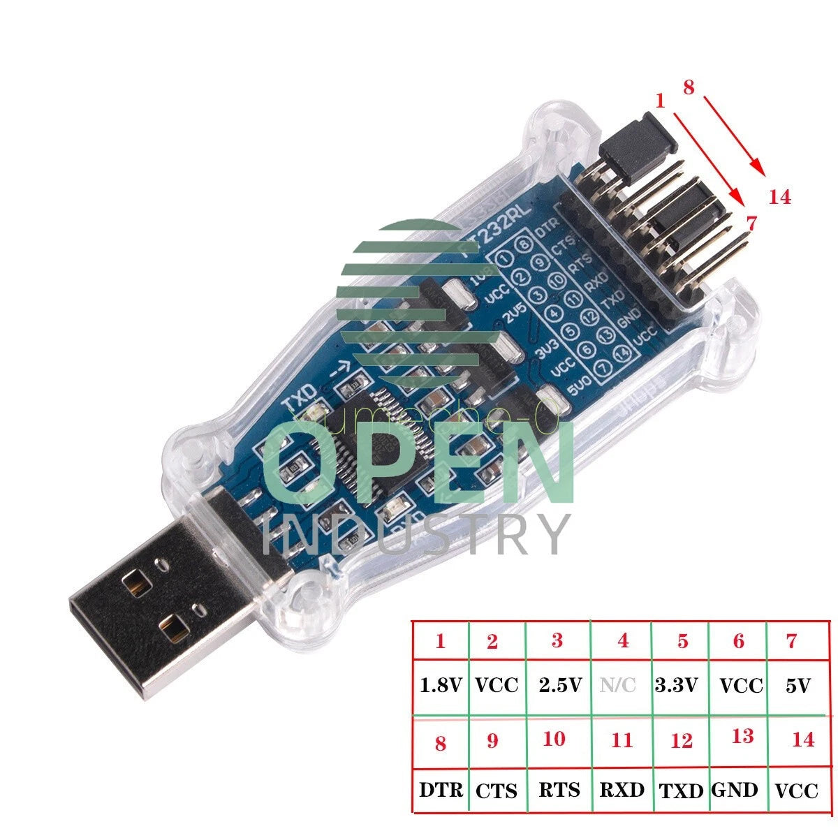 FTDI USB to 1.8V 2.5V 3.3V 5V TTL UART Switch Serial Adapter Module