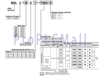 1PC~SMC MHL2-25D2 Wide Opening Air Gripper 2 Fingers Size Doudle Acting ~