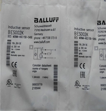 BES Proximity Switch Sensor, BES M08MI-NSC15B-S49G, Fast Ship - BALLUFF