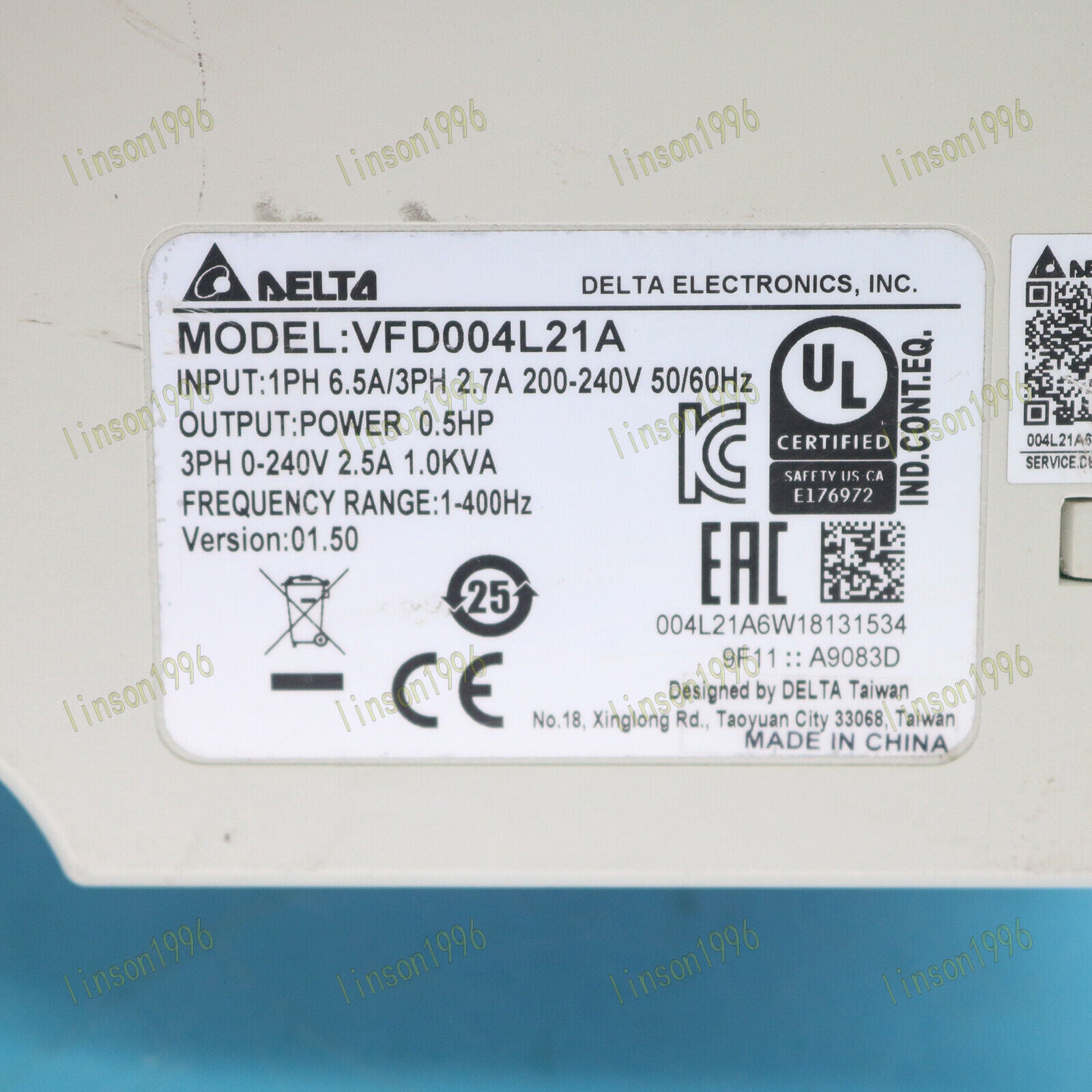 1pc Delta Converter VFD004L21A 220V 0.4KW Tested and Reliable - DELTA