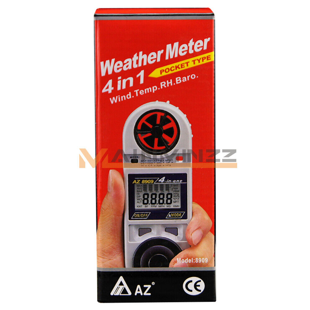ONE AZ8909 Air Velocity Humidity Dew Point Temperature Tester Pressure Meter - ONE