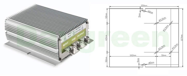 new 24V to 13.8V 50A 690W DC-DC car waterproof power converter 18-35V to 13.8V - ECOPOWERTECH