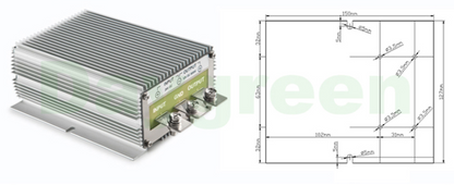 new 24V to 13.8V 50A 690W DC-DC car waterproof power converter 18-35V to 13.8V - ECOPOWERTECH