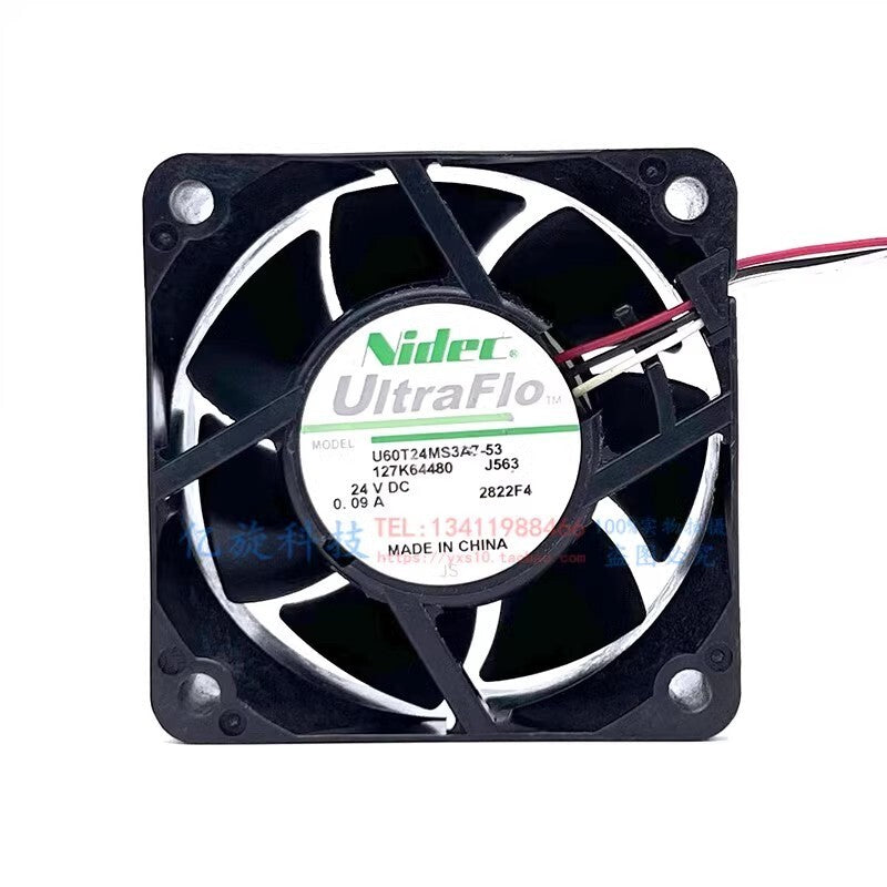 Nidec U60T24MS3A7-53 6025 DC24V 0.09A 6CM 3-Wire Inverter Cooling Fan