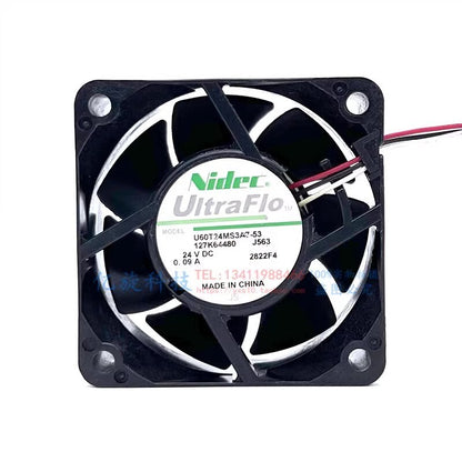 Nidec U60T24MS3A7-53 6025 DC24V 0.09A 6CM 3-Wire Inverter Cooling Fan