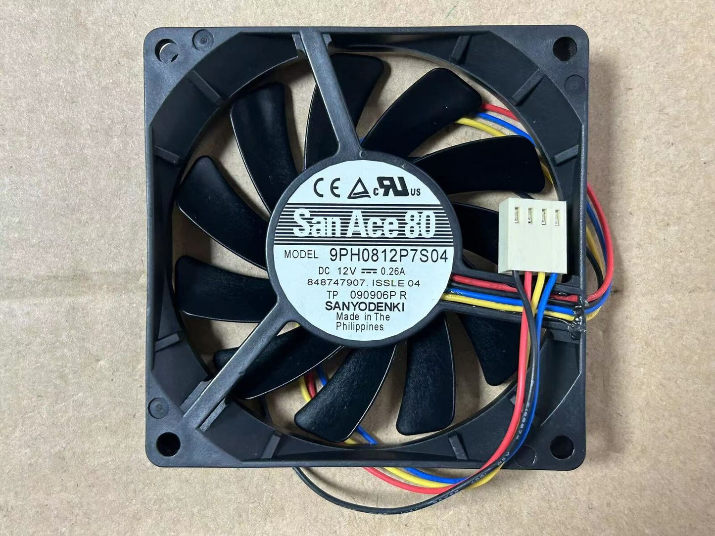 new Sanyo 9PH0812P7S04 12V 0.26A 8015 8cm 4-pin double ball chassis CPU PWM fan