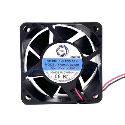 YRC YRD6025S12H 6025 DC12V 0.45A 6CM 2-wire inverter silent cooling fan