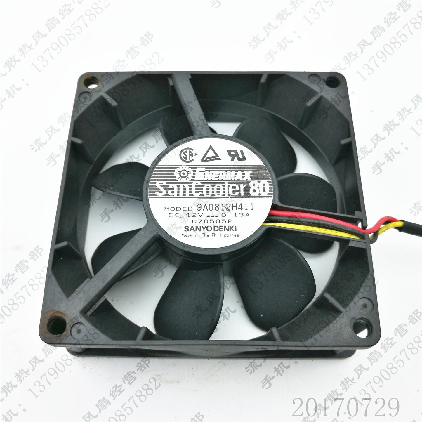 Sanyo 9A0812H411 8025 DC12V 0.13A 8CM 3-Wire Cooling Fan