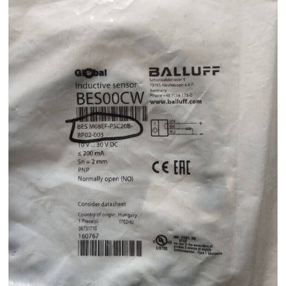 Balluff Proximity Switch BES M08EF-PSC20B-BP02-003 - BALLUFF