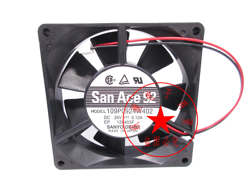 Sanyo 109P0924W402 9225 9CM 24V 0.12A 2-wire inverter cooling fan