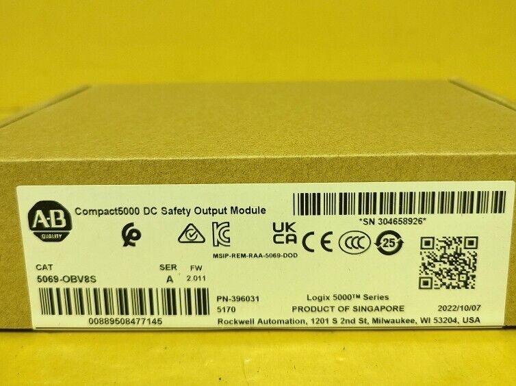 2023 New Sealed Allen Bradley 5069-OBV8S Compact 8-Ch Safety Output Module - ALLEN BRADLEY