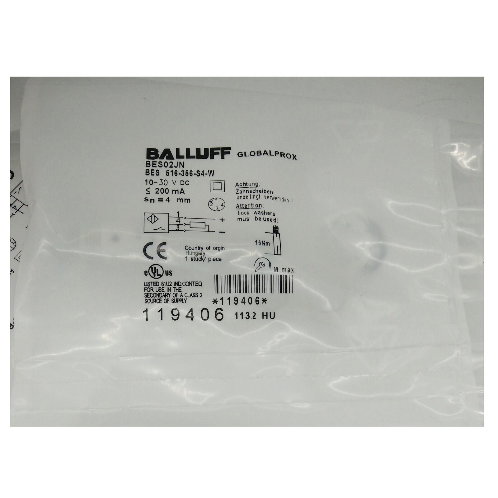 Proximity Sensor BALLUFF BES 516-356-S4-W Fast Response - BALLUFF