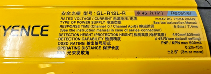 used Keyence GL-R12L-T GL-R12L-R Light Curtain Transmitter and Receiver Set - KEYENCE
