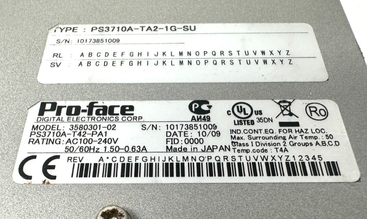 used Pro-face 3580301-02 Touch Screen Computer PS3710A-T42-PA1 - PRO-FACE