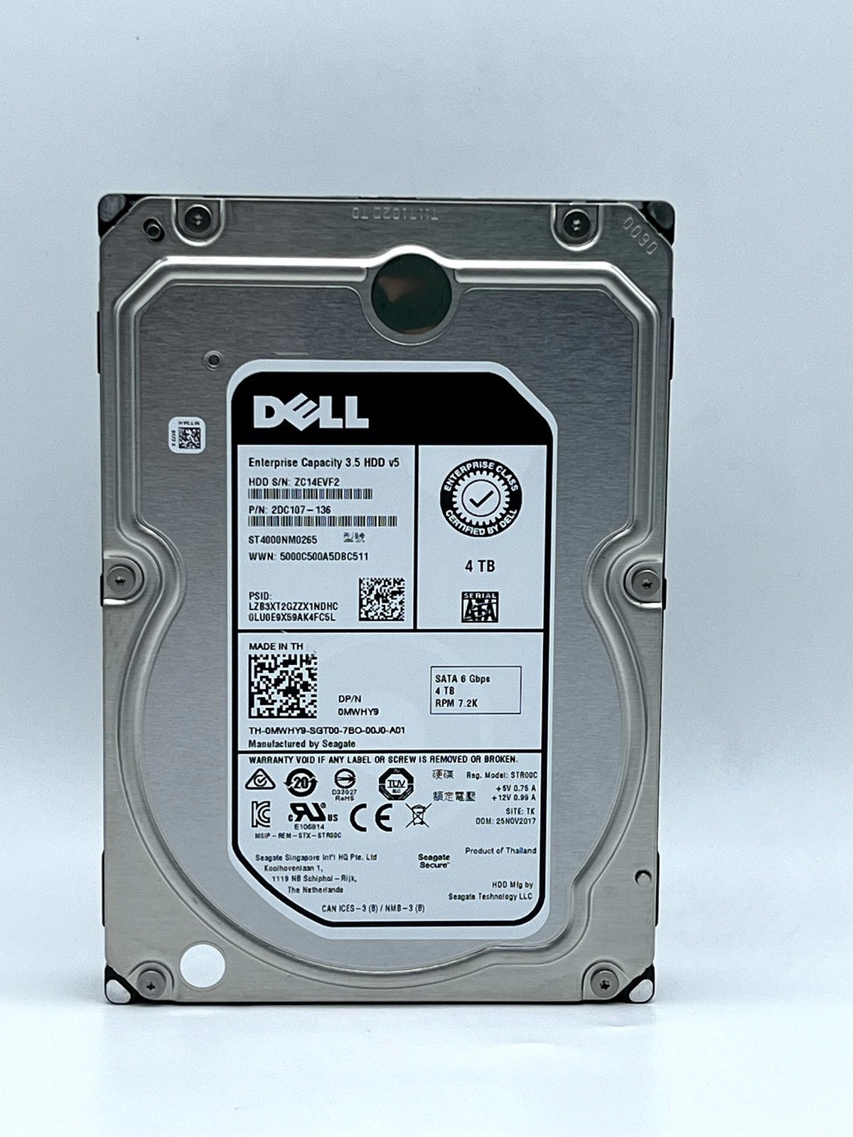 DELL MWHY9 0MWHY9 ST4000NM0265 Seagate Exos 7E8 4TB SATA 6Gb/s 3.5" Hard Drive