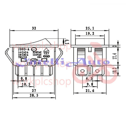 JD03-A1 6Pin 2pcs Rocker Switch 125/250V 30A Inverter Welding Machine button