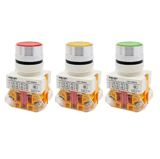 10PCS DELIXI LAY7-11BN LAY711BN 22MM LAY37 PUSHBUTTON SWITCHES 1NO+1NC