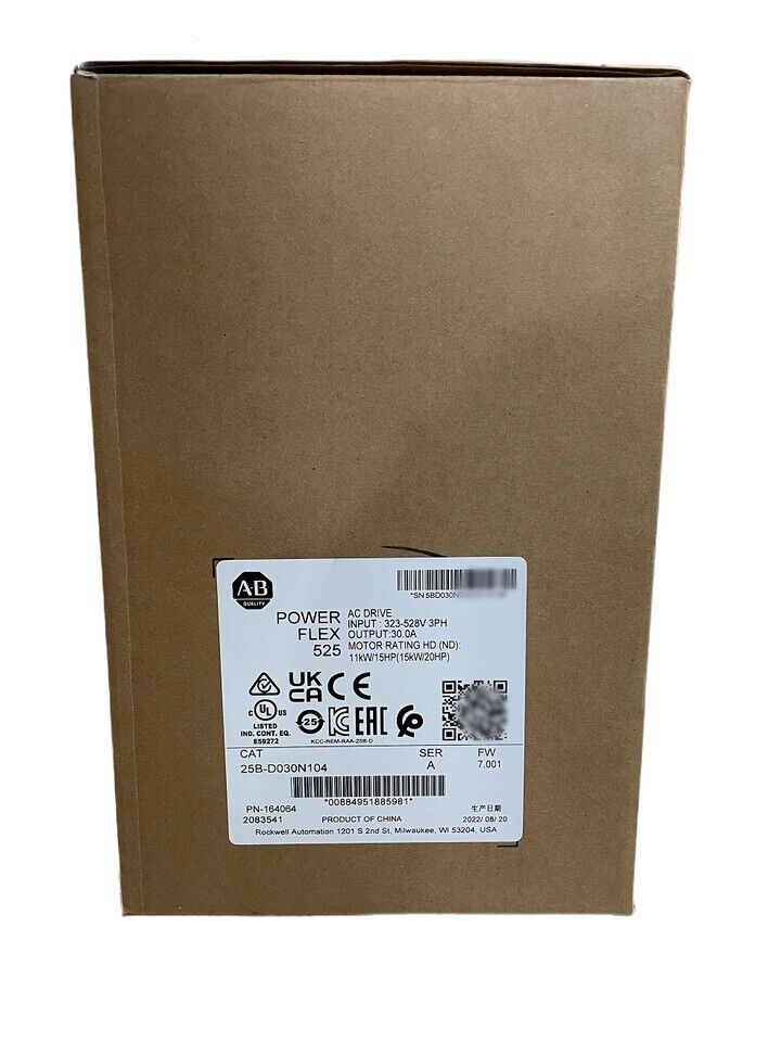 Allen-Bradley 25B-D030N104 PowerFlex 525 15kW 20Hp AC Drive, industrial motor, high efficiency, durable design, 25B D030N104 - ALLEN-BRADLEY