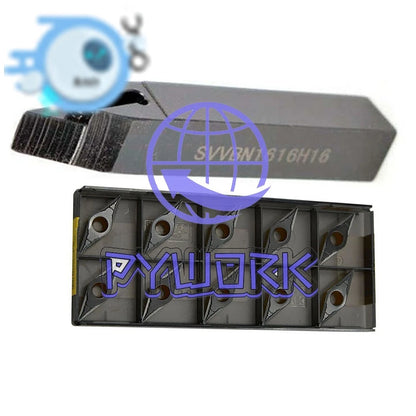 SVVBN1616H16 External Lathe Turning Holder + 10Pcs VBMT160404-PM 4325 Inserts