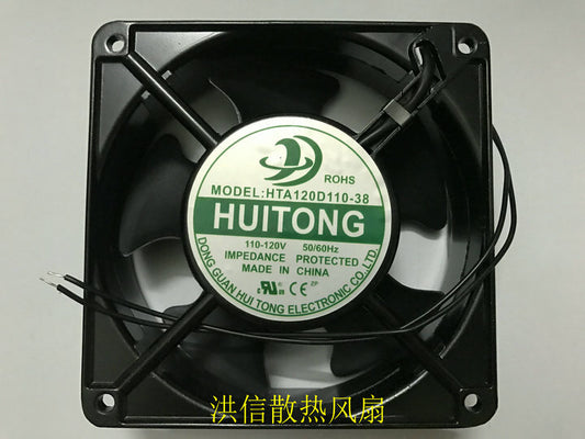 1pcs  HUI TONG HTA120D110-38 110V 12cm 2-wire double ball metal fan