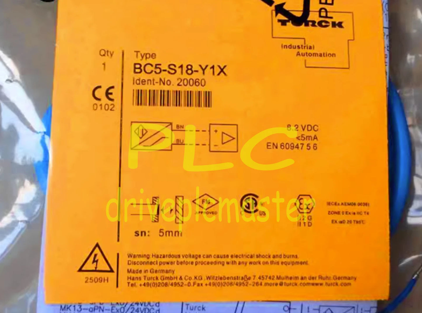 Turck BC5-S18-Y1X Capacitive Sensor Embeddable 5mm Range 18mm Plastic Barrel