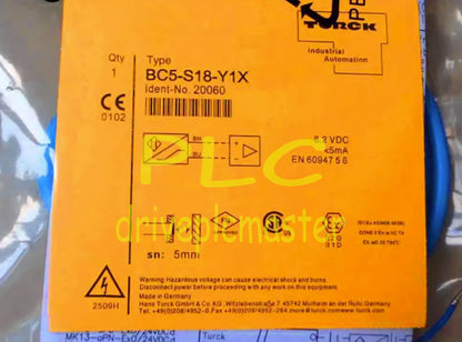 Turck BC5-S18-Y1X Capacitive Sensor Embeddable 5mm Range 18mm Plastic Barrel