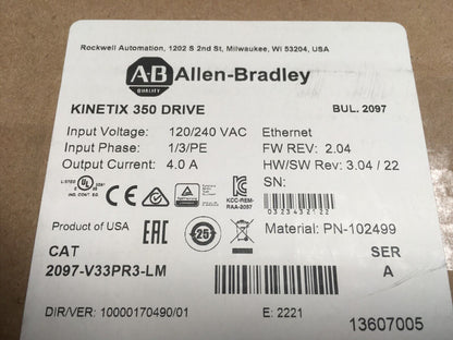 Allen Bradley Kinetix 350 Servo Drive V33PR3-LM - ALLEN BRADLEY