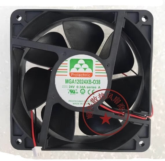 1PCS MGA12024XB-O38 12038 DC24V 0.34A 12CM 2-Wire Inverter Cooling Fan