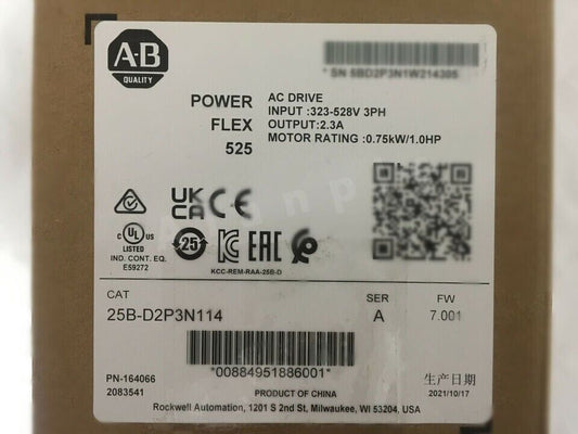 Allen-Bradley Sealed 25B-D2P3N114 1HP PowerFlex 525 AC Drive - ALLEN-BRADLEY