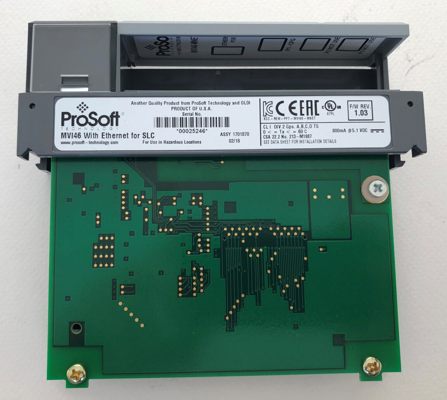 ProSoft MVI46MNET PLC Processor Module - PROSOFT TECHNOLOGY