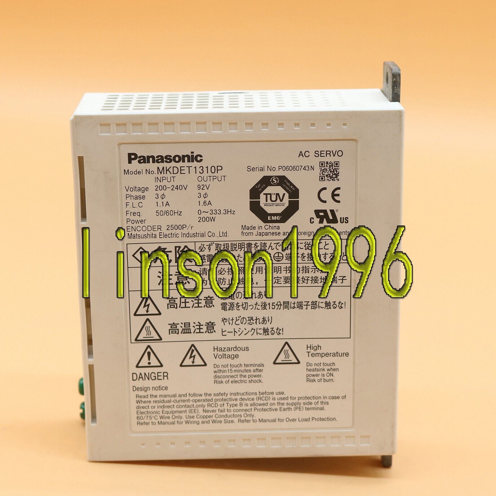 used MKDET1310P For Panasonic  AC Servo Drive Tested