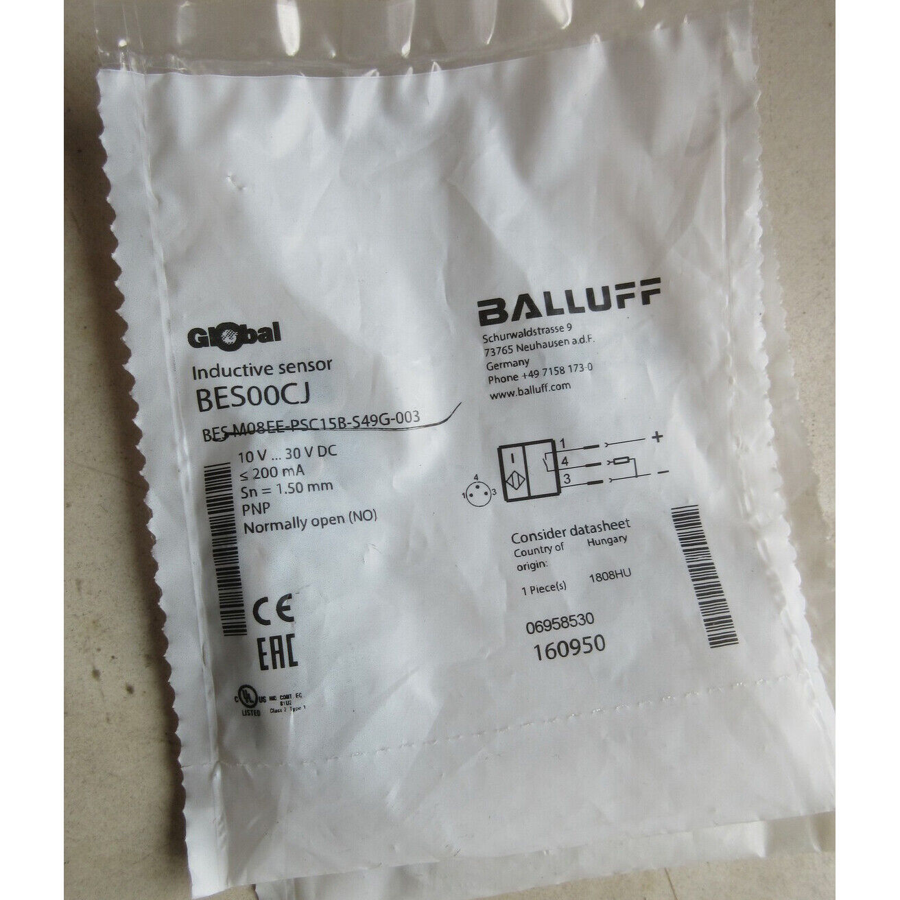 new ONE BALLUFF Proximity sensor BES M08EE-PSC15B-S49G-003 - BES