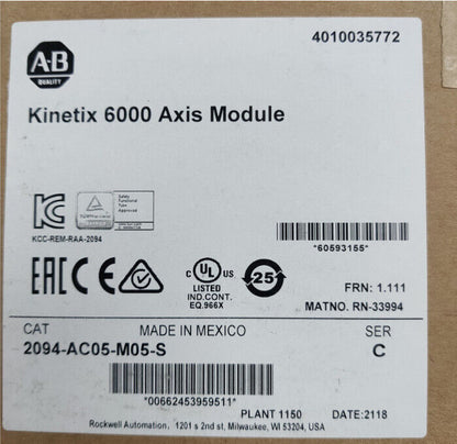 NEW Allen-Bradley 2094AC05MP5S | High-Efficiency AC Motor Controller | 230V AC Input | 24V AC Output | 99% Efficient | Easy Integration | Long Lifetime - ALLEN-BRADLEY