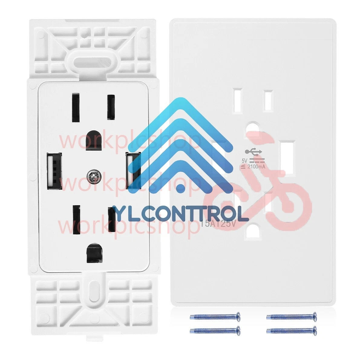 Dual USB Wall Outlet Charger Port Socket with 15A Electrical Receptacles Home US