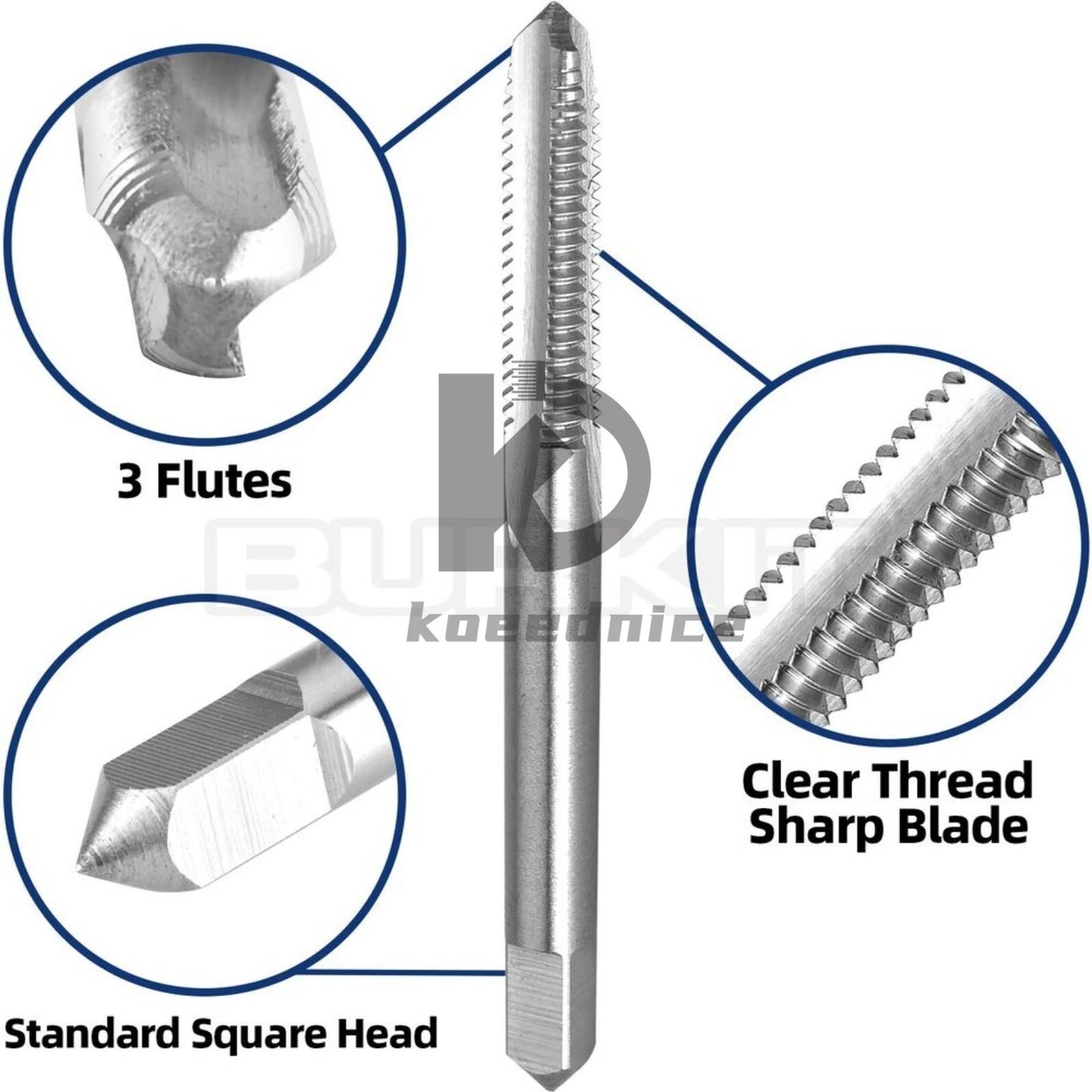 M6 X 0.75 Thread Tap Left Hand, HSS M6x0.75 Straight Fluted Machine Tap