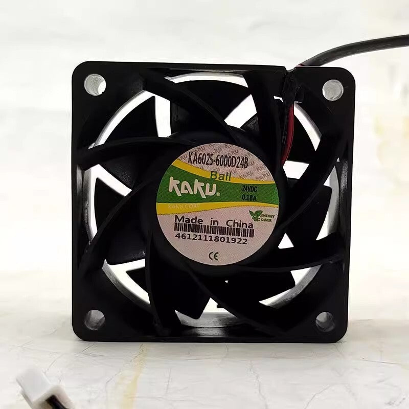 KAKU KA6025-6000D24B DC24V 0.18A 6CM 2-Wire High Airflow Cooling Fan