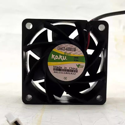 KAKU KA6025-6000D24B DC24V 0.18A 6CM 2-Wire High Airflow Cooling Fan