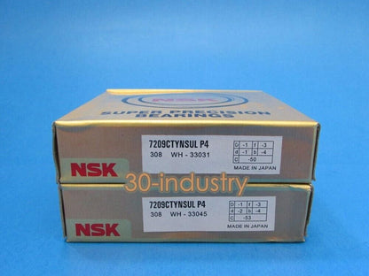 NSK 7209CTYNSULP4 ABEC-7 Super Precision Spindle Bearings - Qty 2 - NSK