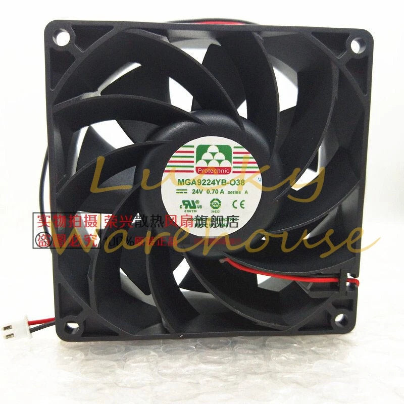 Yongli MGA9224YB-O38 24V 0.70A 9238 9CM cooling fan 2 wire