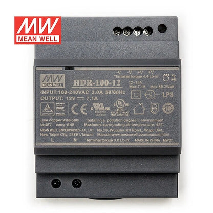 Mean Well HDR-100 Series DIN Rail Power Supply 100W 12V 24V 48V